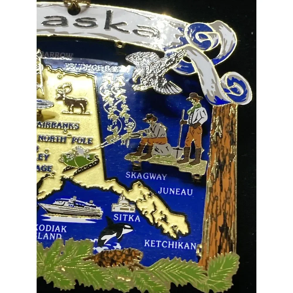 3D Nation Treasures Genuine Brass‎ Alaska State Landmarks color enamel plaque